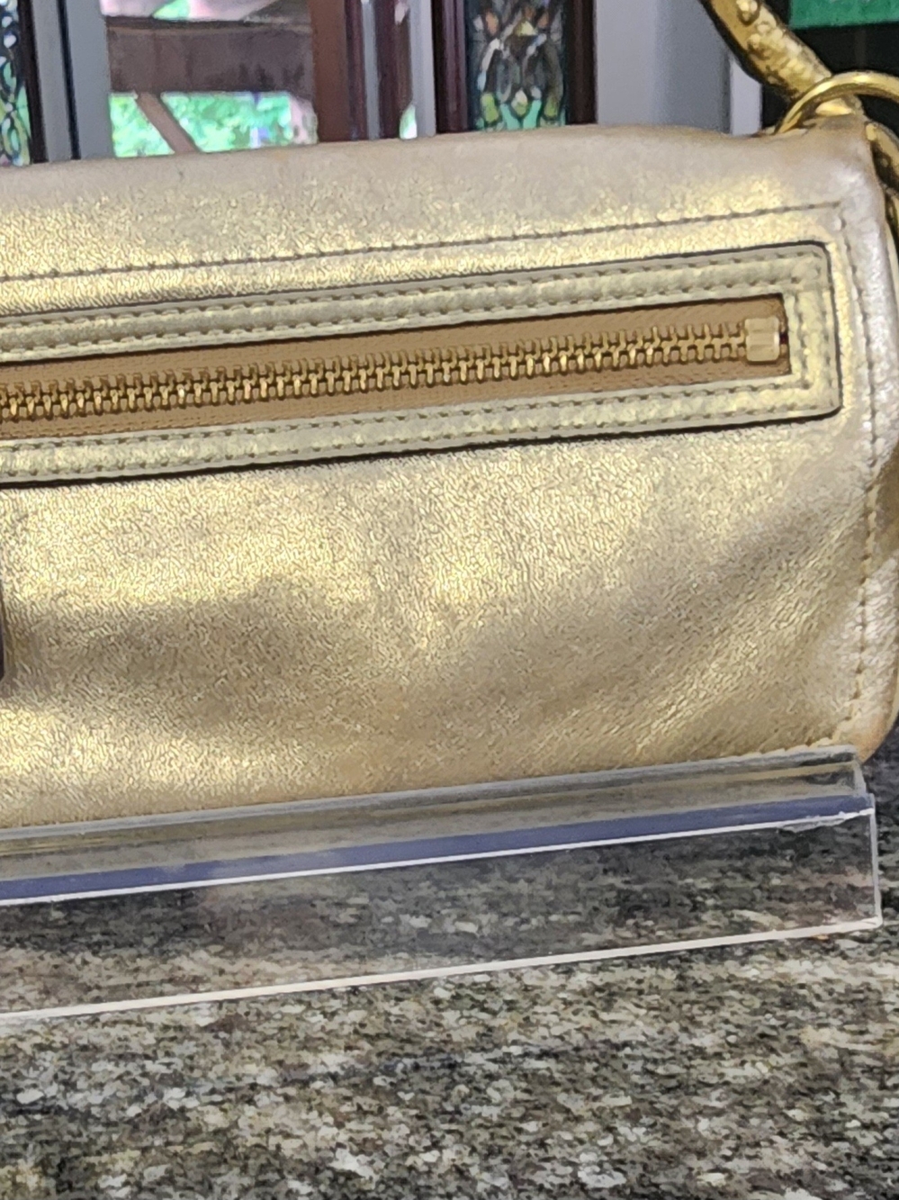 COACH 65th Anniversary Legacy Kiss Lock Metallic Gold Leather Wristlet- 2006 - Picture 3 of 10